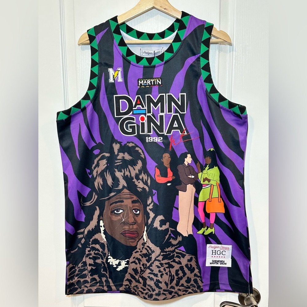 “Damn Gina” 1992 Sheneneh Headgear Classics Men’s Basketball Jersey, Size XL